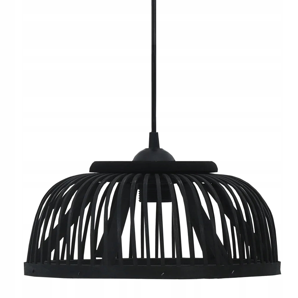 Lampa wisząca, czarna, bambusowa, 40 W, 34x