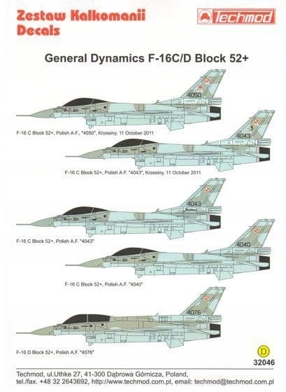 Techmod 32046 1/32 F-16C/D Block 52+