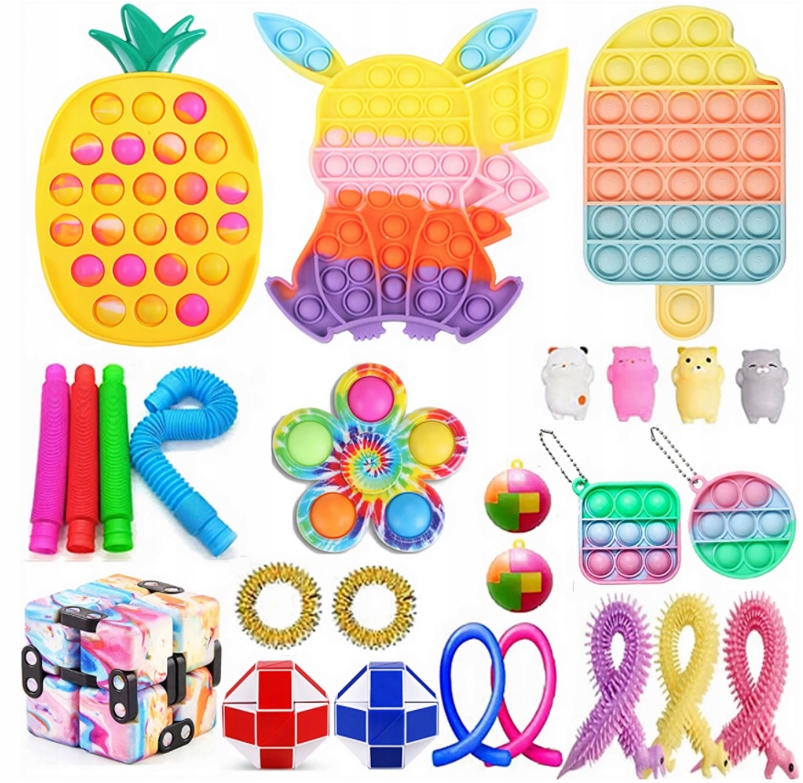 POP IT ZESTAW MYSTERY BOX FIDGET TOYS ANTYSRESOWE 11743606548
