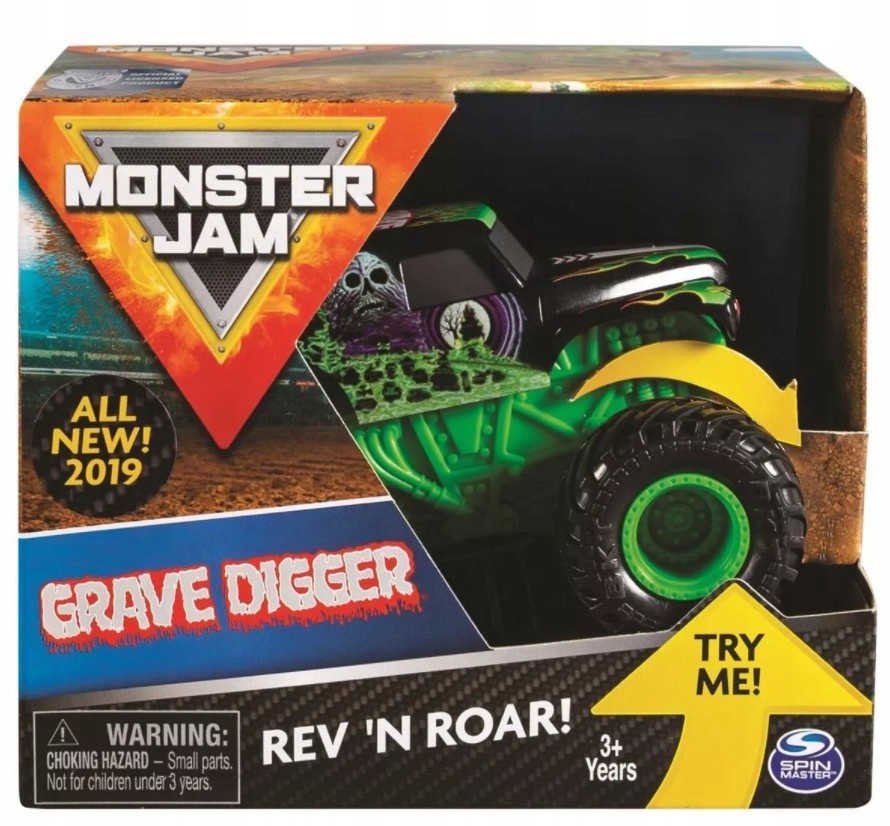 Pojazd MONSTER JAM Auto Warczące opony Grave Digge