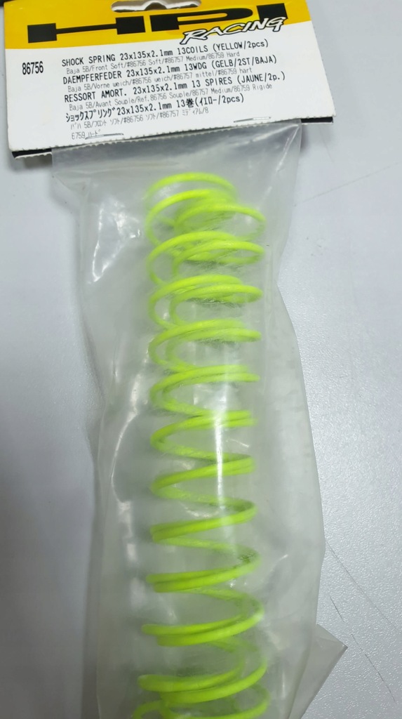 Shock spring 23x135x2.3mm 13 coils (Yellow)