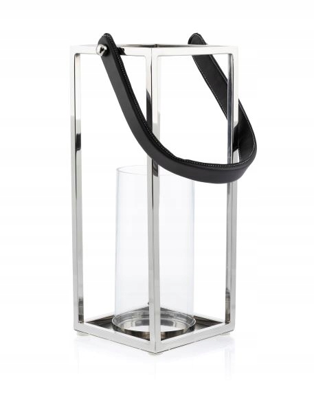 Elegancki srebrny lampion latarenka Glamour 36 cm