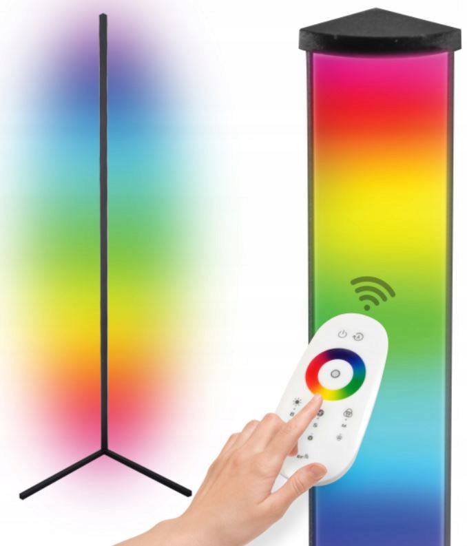LAMPA PODŁOGOWA stojąca narożna RGB LED + pilot
