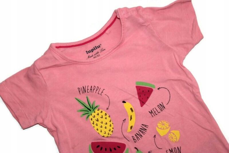 ae926*LUPILU*Koralowa bluzka t-shirt owoce 86-92