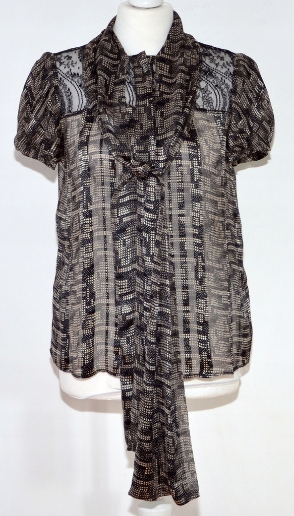 BLUMARINE Italy jedwabna bluzka z koronką rozm. S 12391997250