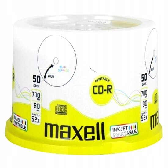 Płyty CD-R 700MB 80MIN MAXELL PRINTABLE cake 50SZT