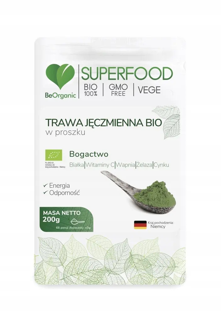 BEORGANIC TRAWA JĘCZMIENNA BIO W PROSZKU 200G