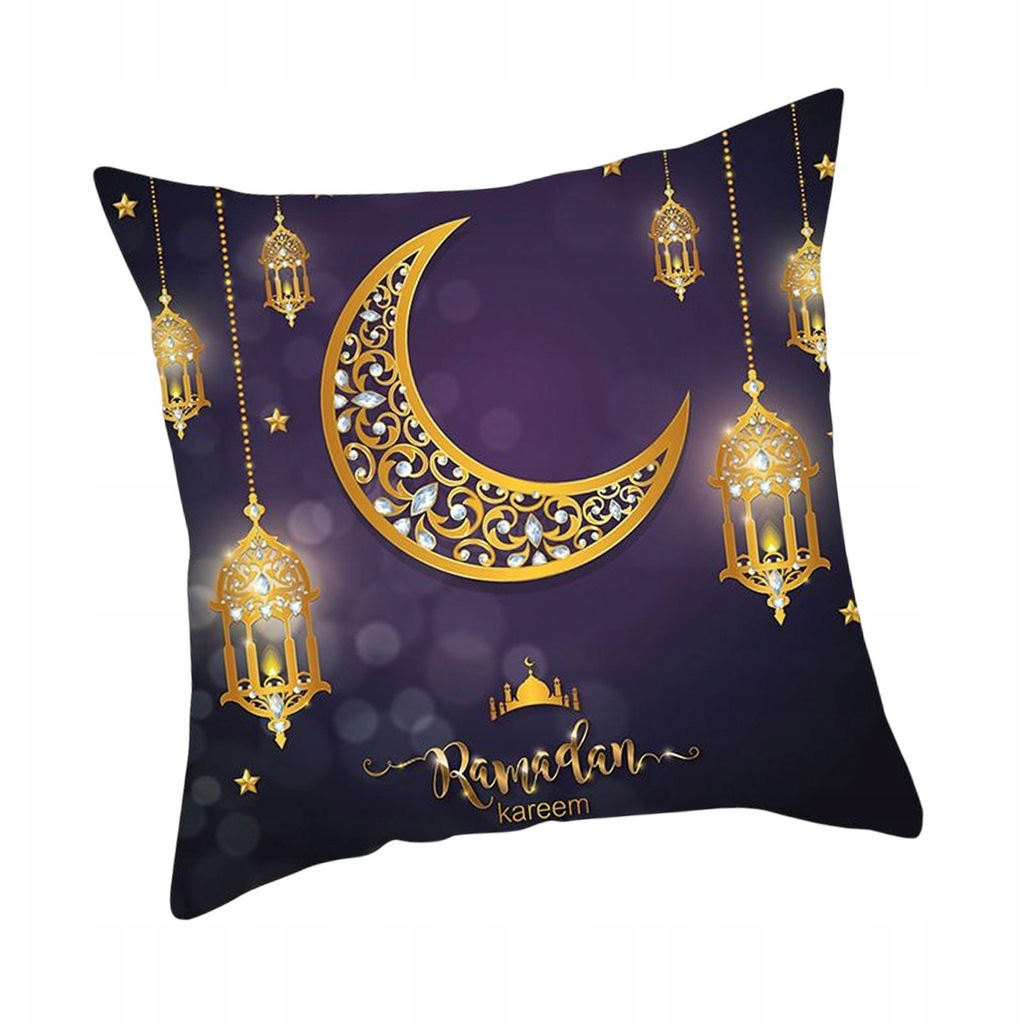 Ramadan Pillow Cover, Eid Mubarak Star Moon Cushion Cover 18" x 18" Style F