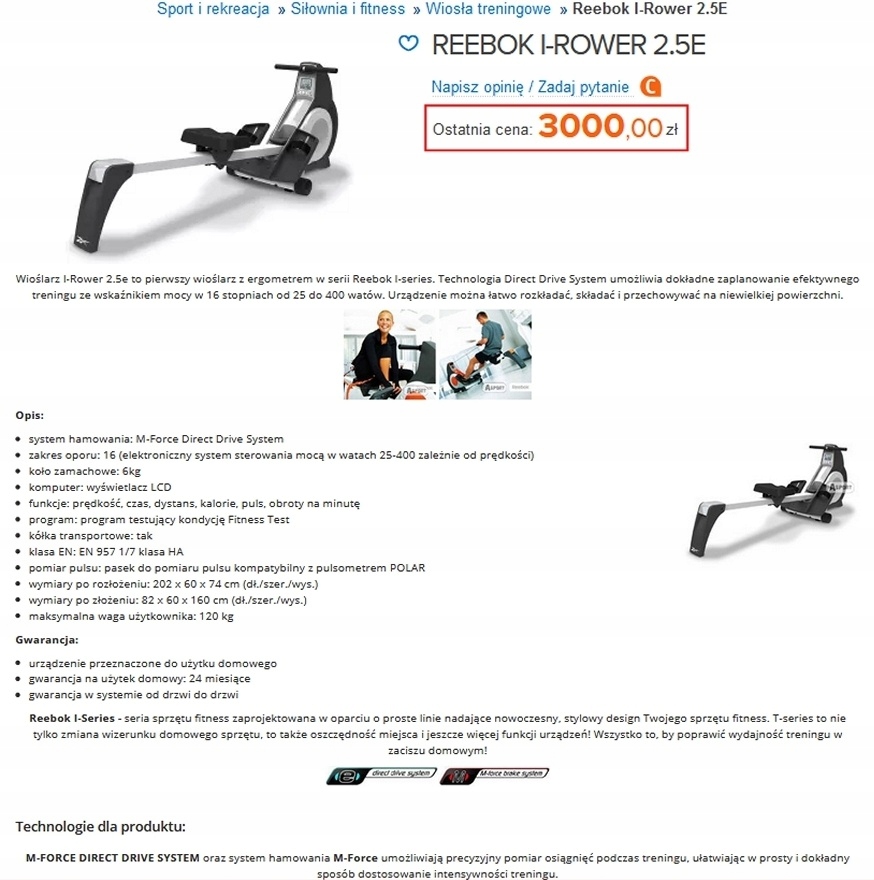 Afwijken maagd Zielig WIOŚLARZ REEBOK I-ROWER 2.5e ! Sklep 3000zł, TRASY - 8542528442 - oficjalne  archiwum Allegro