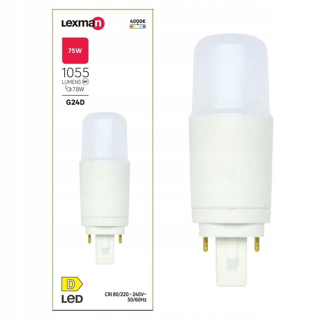 Żarówka LED G24D3 7,8 W 1055 lm Neutralna biel Lexman