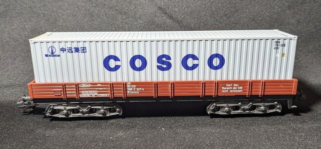 WAGON TOWAROWY - KONTENER NA PLATFORMIE COSCO - TABOR DB H0 1:87