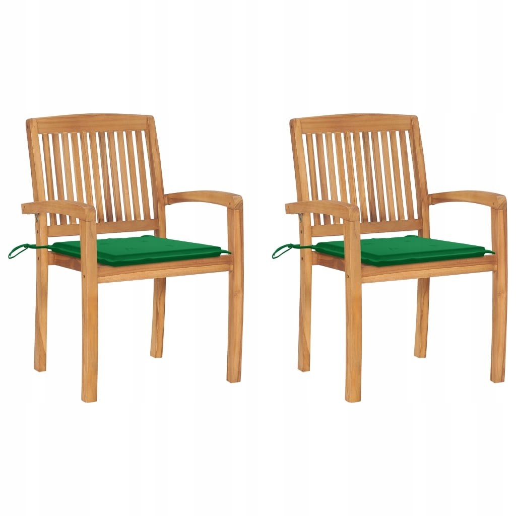 VidaXL Krzesła ogrodowe, 2 szt., zielone poduszki,