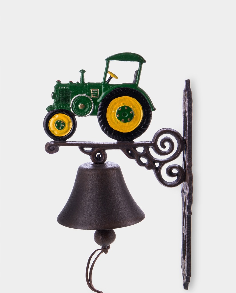 Żeliwny Dzwonek Ścienny Zielony Traktor