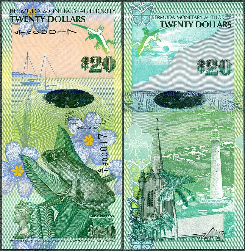 Bermudy - 20 dolarów 2009 * P60c * hybrydowy * żaba