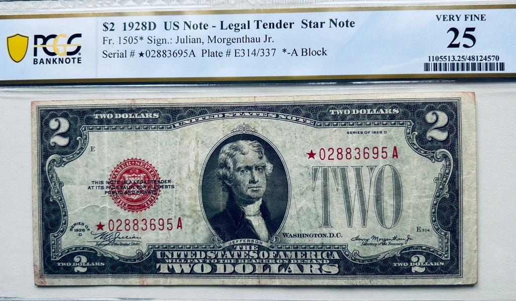 Amerykański banknot 2 $ 1928 USA. S.R ZASTĘPCZA .