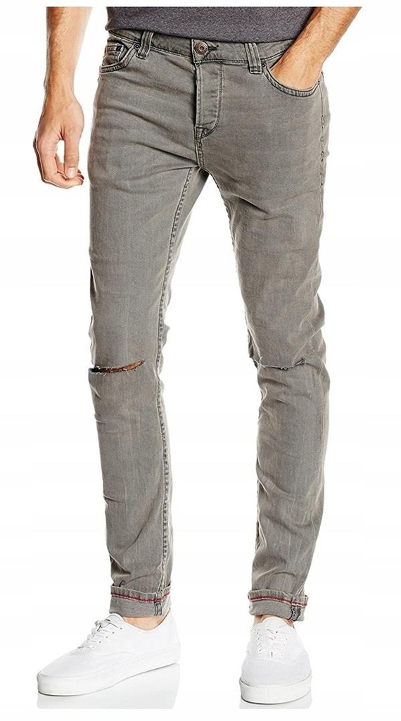 KNEE CUT szare jeansy rurki Only Sons _ 34/34