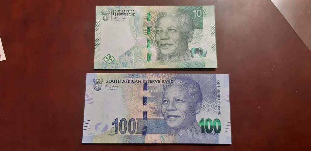 2 BANKNOTY 100 RAND 2016 ROK UNC + RPA 10 RAND UNC 2023