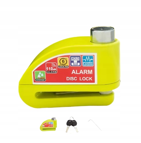 BLOKADA TARCZY Z ALARMEM DISC LOCK SKUTER MOTOCYKL ALARM Luminescencyjny