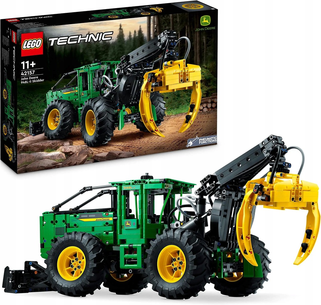 LEGO 42157 Technic John Deere 948L-II Skidder, pojazd budowlany dla dzieci