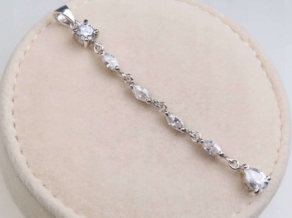 KOKTAJLOWA BIAŁA CYRKONIA srebrna zawieszka ODŚWIEŻONA 2,91 g 7.245