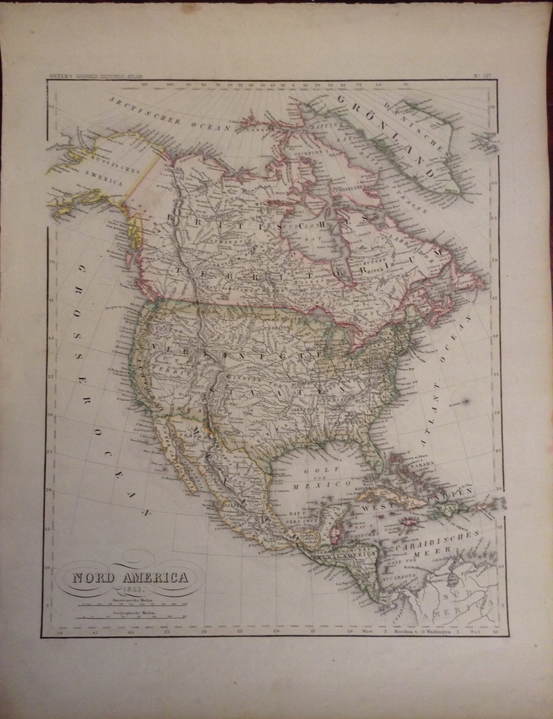 Antyk mapa Nord America 1853