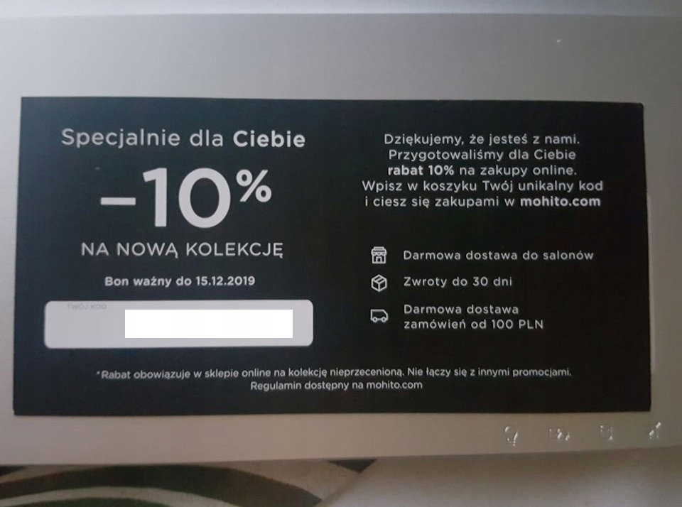 MOHITO zniżka voucher 10% kod rabatowy