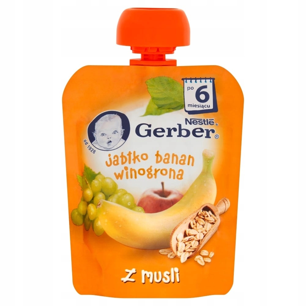 Gerber Deserek Jabłko banan winogrona z musli po 6