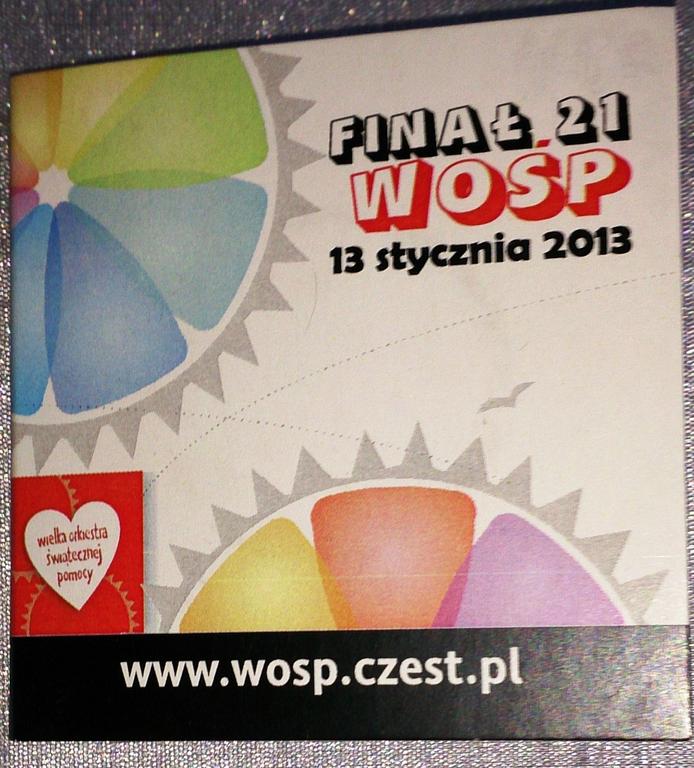 10 FINAŁKÓW WOŚP 2012 Z CZĘSTOCHOWY CERTYFIKAT