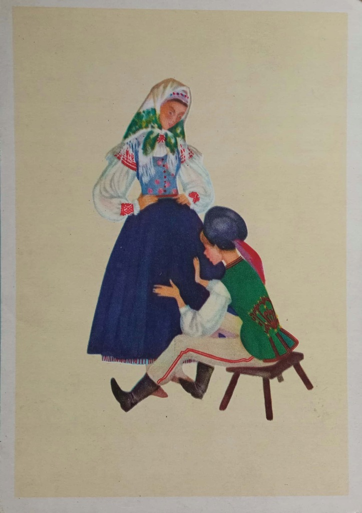 Pocztówka Letni strój ludowy góralski Kacwin