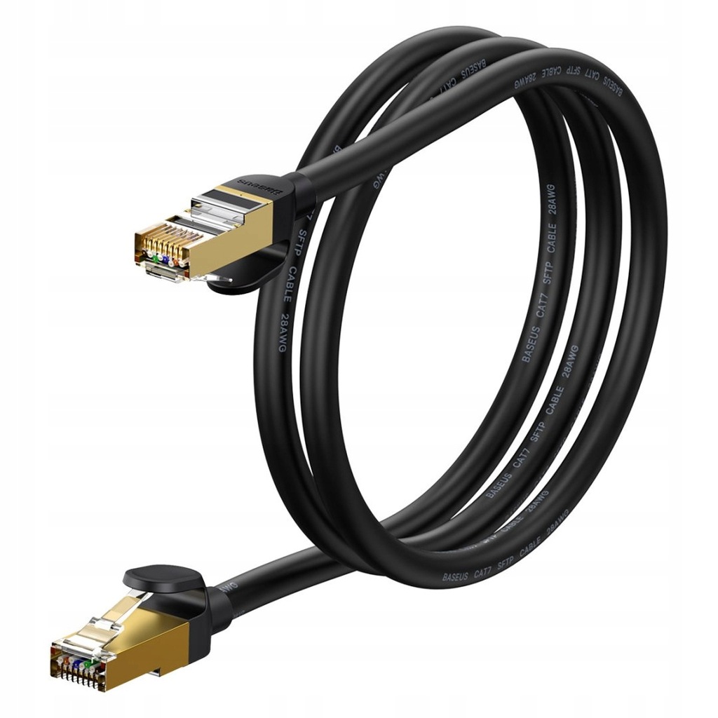 Szybki kabel sieciowy Patchcord RJ45 CAT 7 10Gbps 1m - czarny