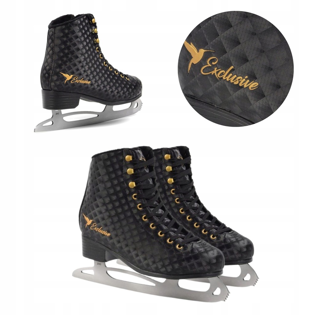 Trwałe łyżwy figurowe damskie z futerkiem czarne SMJ Sport Exclusive r. 37