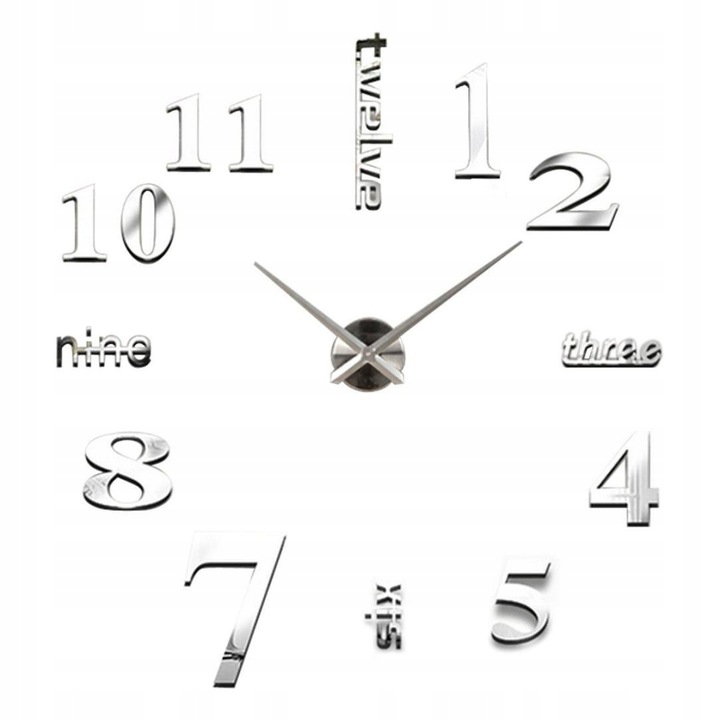 Купить Большие 3D серебряные приклеенные настенные часы: отзывы, фото, характеристики в интерне-магазине Aredi.ru
