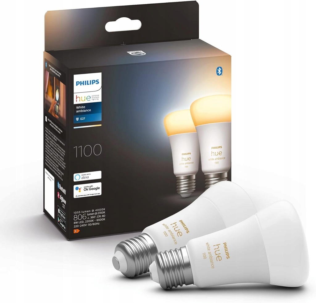 Żarówki Philips Hue White ambiance E27 806 lm 2 sztuki