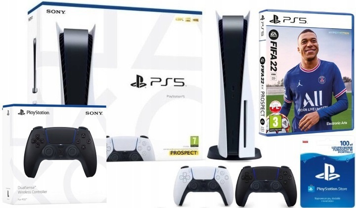 Konsola PS5 + FIFA 22 + 2xPAD + 100zł MEGA ZESTAW
