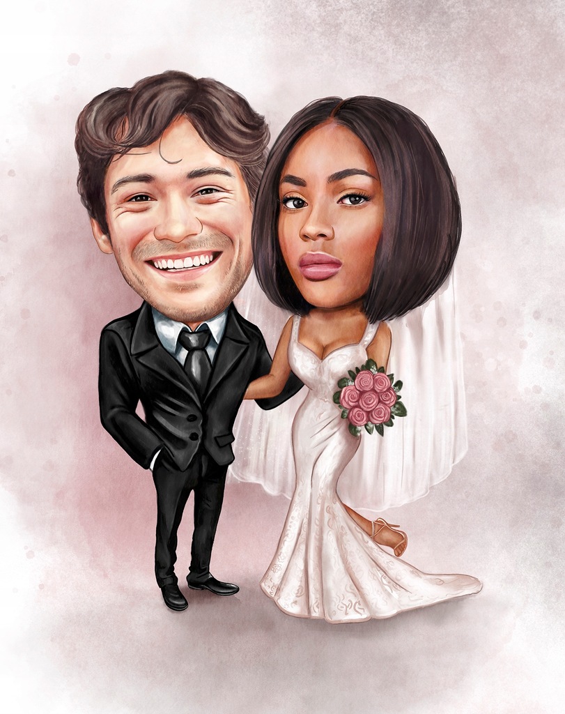 Karykatura cyfrowa akwarela na płótnie 1 os 40x50