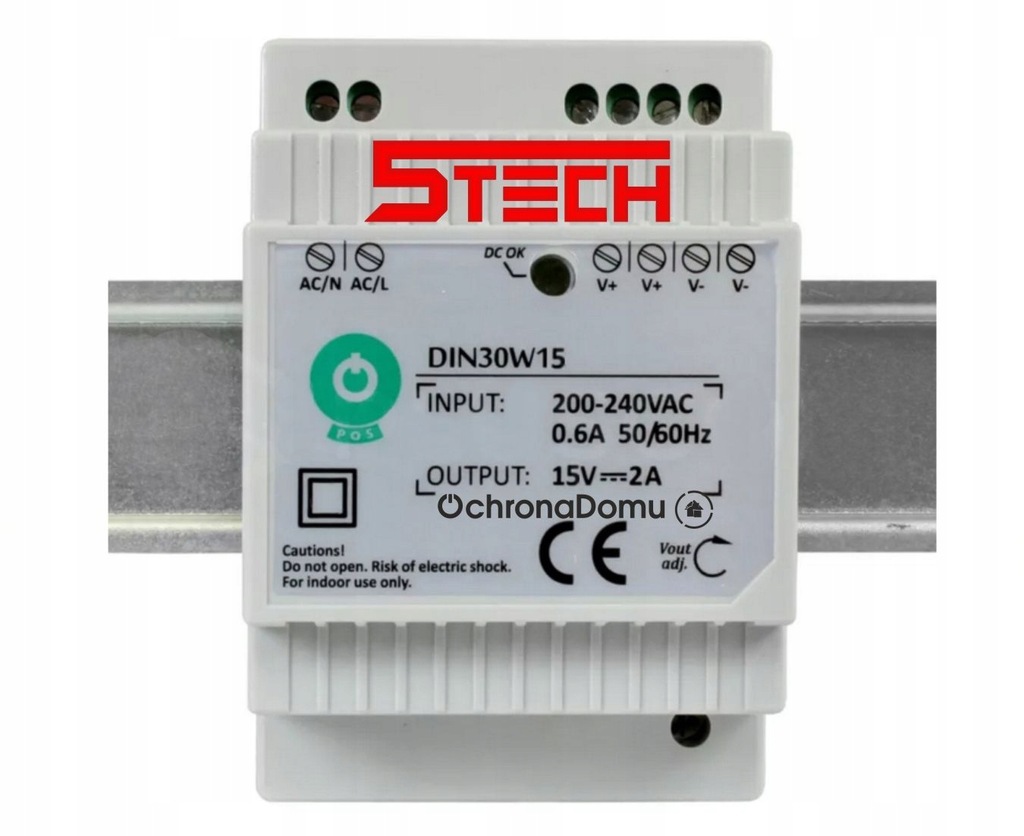 Zasilacz DIN zbiorczy zalecany wideodomofon 5TECH