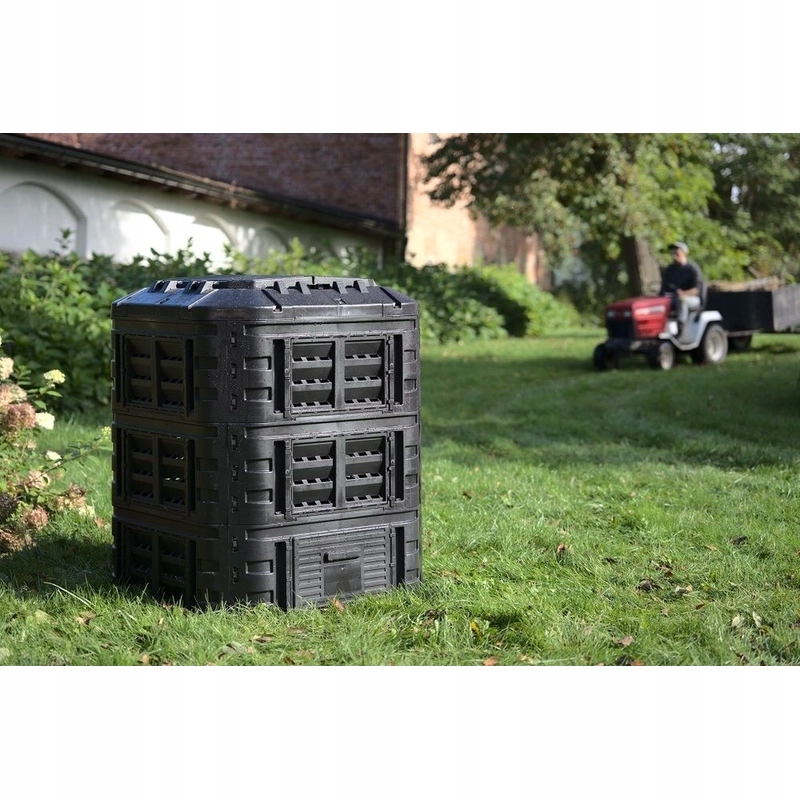 Plastikowy kompostownik ogrodowy, 600 l, czarny