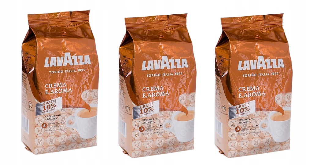 3 x 1 100 g Kawa Lavazza ziarnista Crema e Aroma