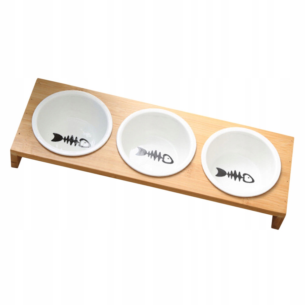 ASSORTED COLOR PET BOWL CAT WITH BAMBOO STAND