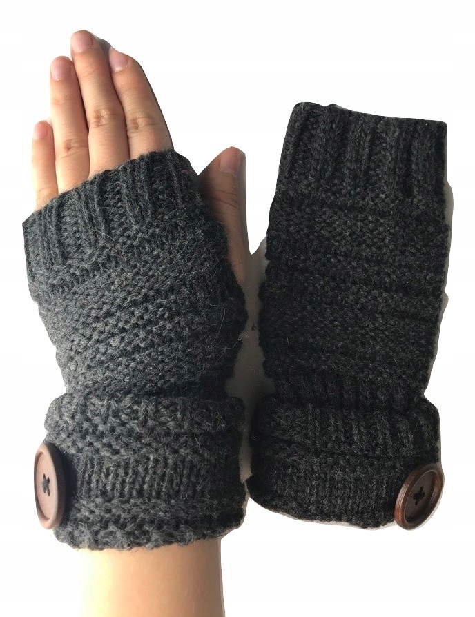 rękawiczki damskie zimowe mitenki ciepłe popielaty