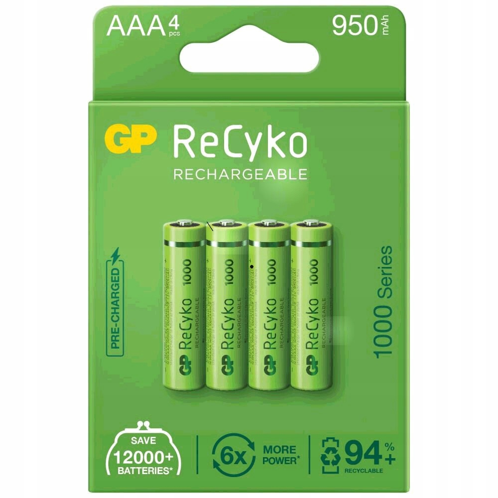 4x Akumulator GP RECYKO 950mAh AAA R03 ECO NIM