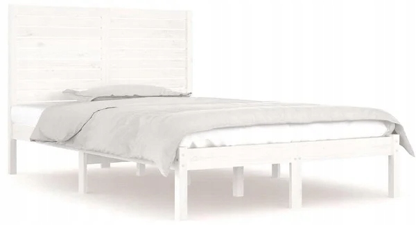 Rama łóżka białe lite drewno 135 × 190 cm podwójne, 3104584