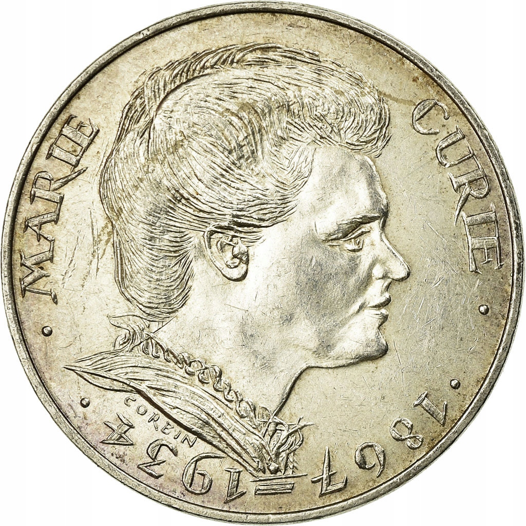 Moneta, Francja, Marie Curie, 100 Francs, 1984, EF