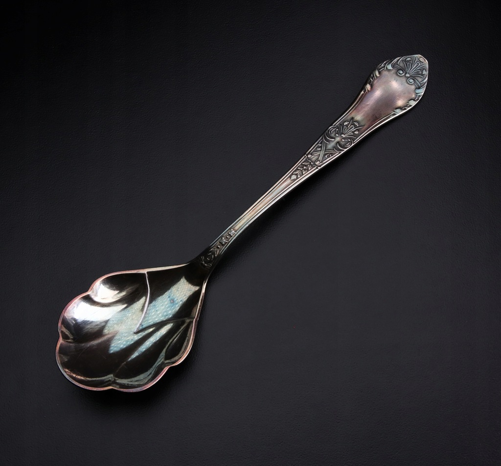 ANK STARA ŁYŻECZKA DO CUKRU HEFRA WZÓR ROMAŃSKI PRL PLATEROWANA