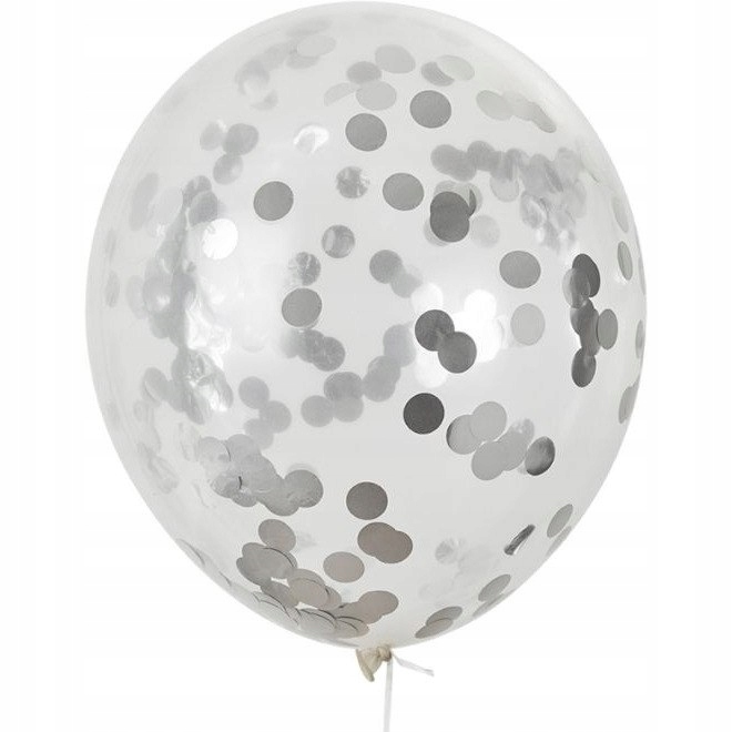 Balony z konfetti srebrne 30cm (5szt) BKN-8599 ALI