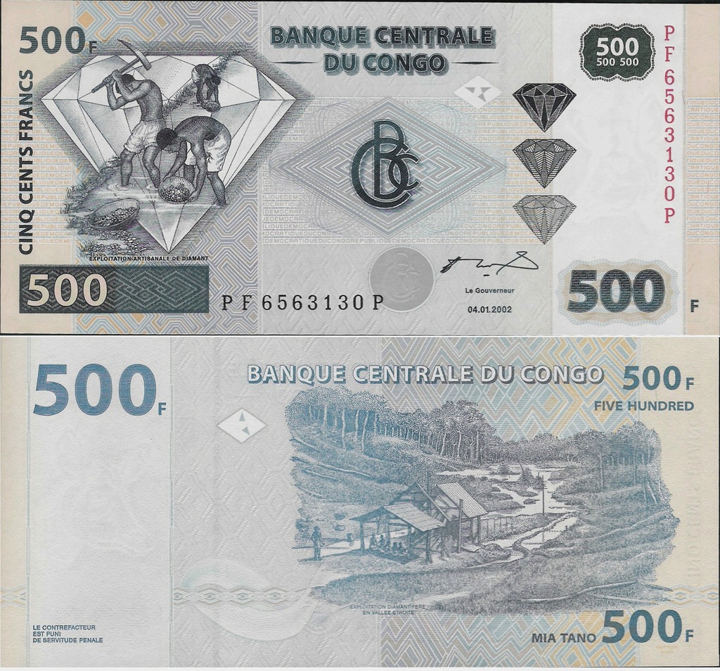 Kongo 2002 - 500 Francs Pick 96 UNC