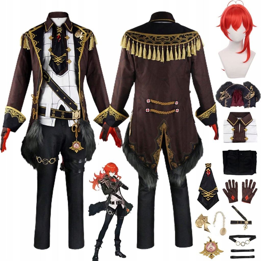 Genshin Impact Diluc Ragnvindr Cosplay Kostium