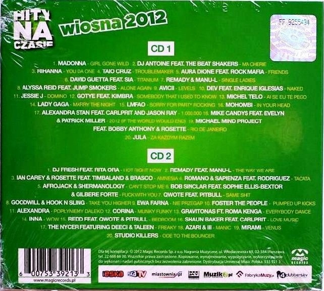 Купить 2CD ESKA HITS ON TIME ВЕСНА 2012 Готье Мадонна: отзывы, фото, характеристики в интерне-магазине Aredi.ru