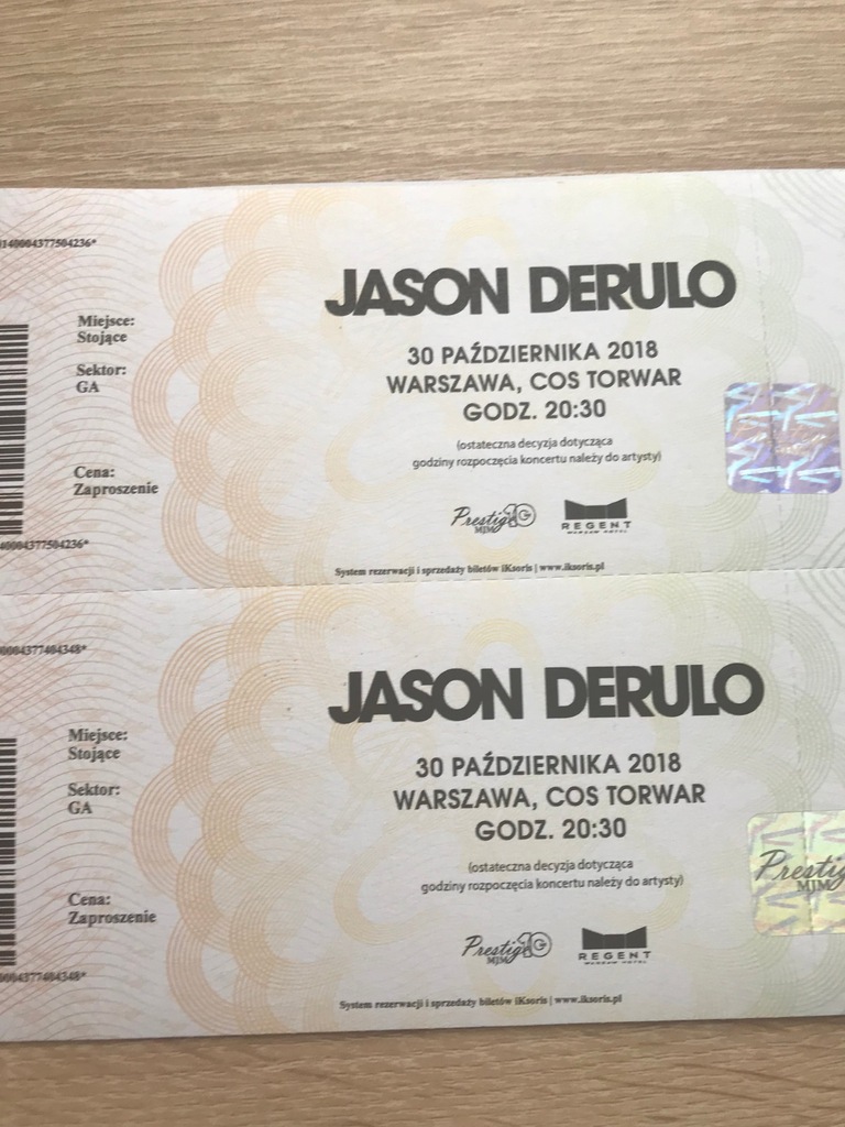 Bilety Jason DeRulo, Torwar Warszawa, Płyta GA