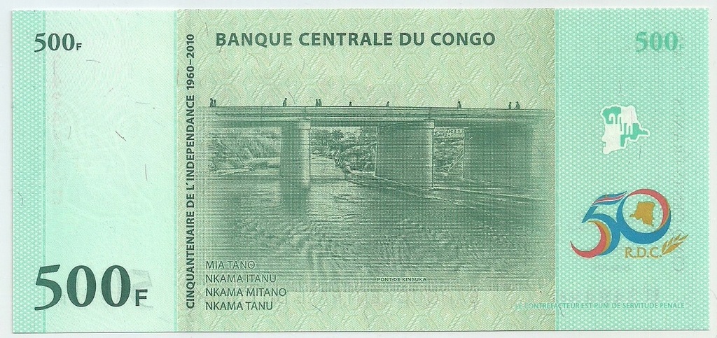 Kongo, 500 franków, 2010